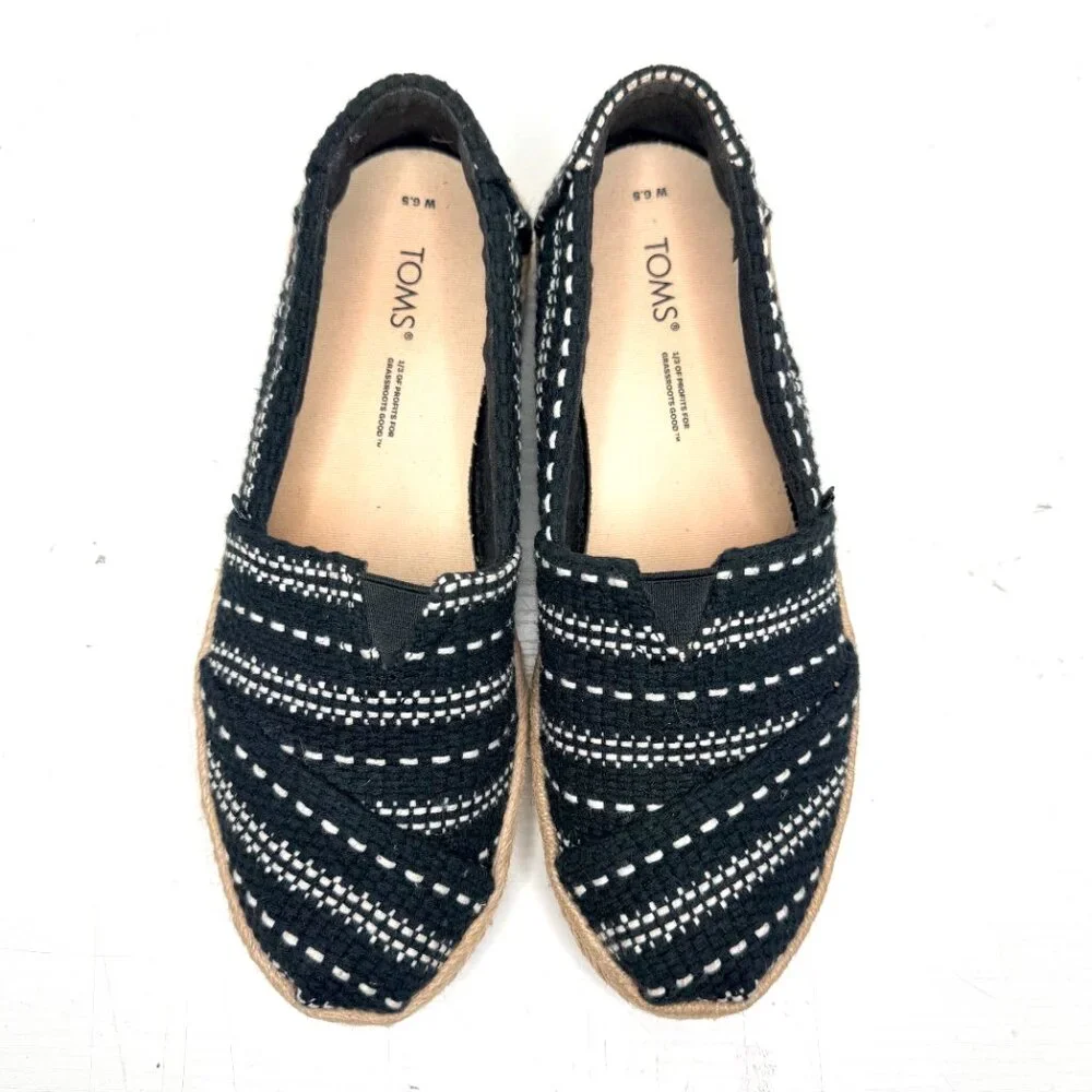 TOMS Alpargata Rope Woven Espadrille Jute Comfort Boho Slip On Flats Womens 6.5
